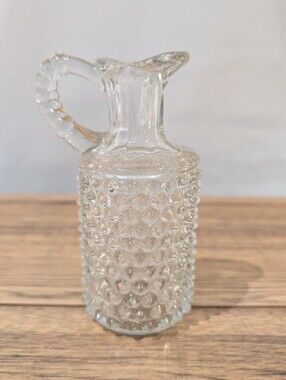 Vintage Clear Hobnail Glass Pitcher W/O Stopper